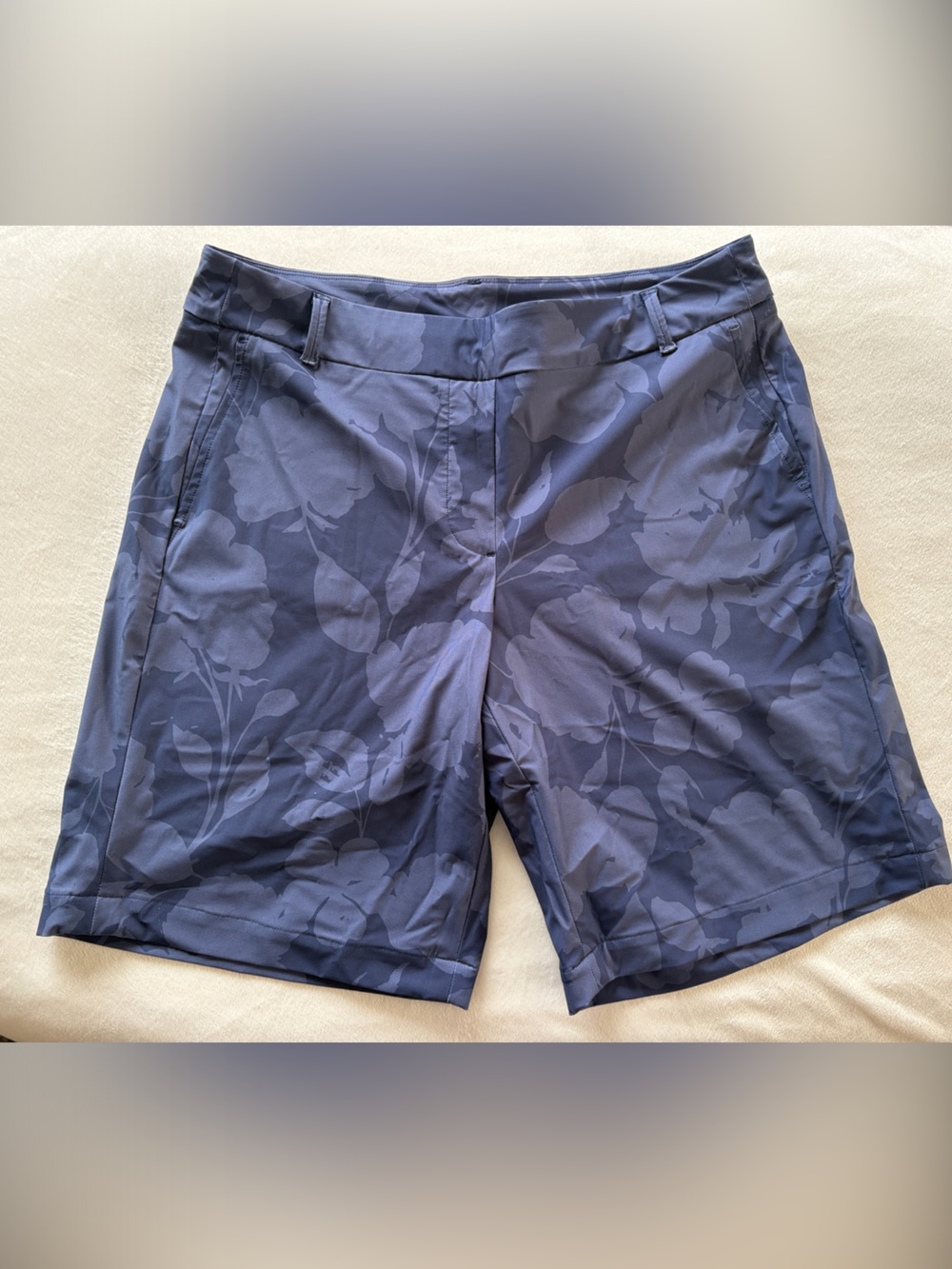 SPANX Navy Floral Print Athletic Shorts